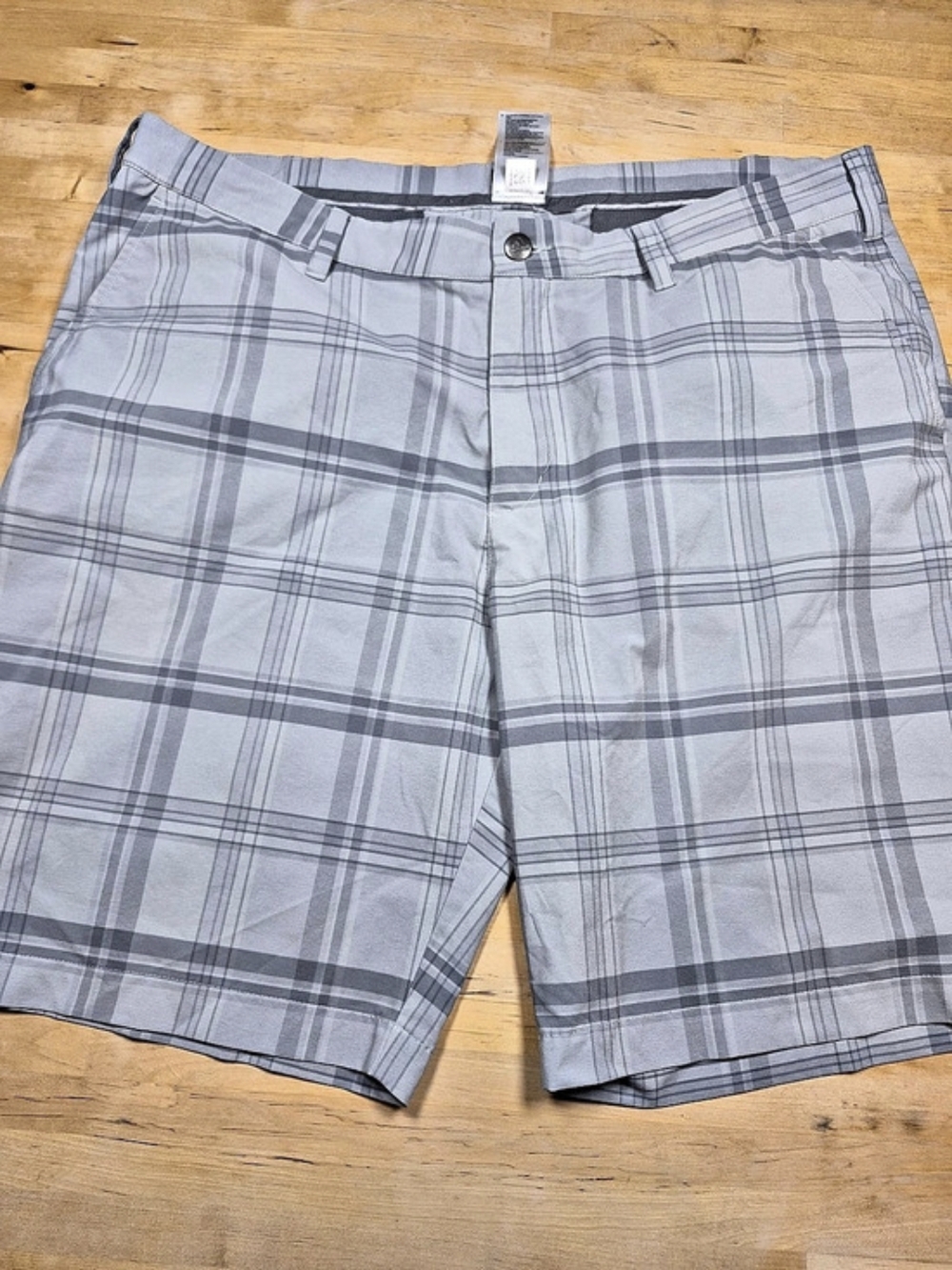 adidas Men's Plaid Shorts in Gray Size 38